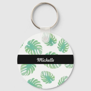 Tropische monstera Leaf Green Pattern Name Sleutelhanger