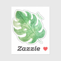 Tropische monstera Leaf Name Tag Vinyl Sticker