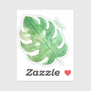 Tropische monstera Leaf Name Tag Vinyl Sticker