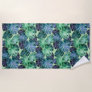 Tropische monstera Leaves Strandlaken