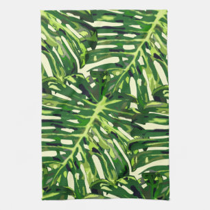 Tropische monstera Leaves Theedoek