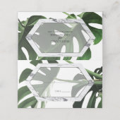 Tropische Monstera Marble Wedding Place Card (Buitenkant ongevouwen)
