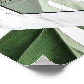 Tropische monstera marmer Wedding Seding Chart Poster (Hoek)