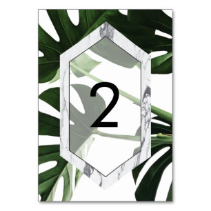 Tropische Monstera Marmeren Bruiloft Kaart