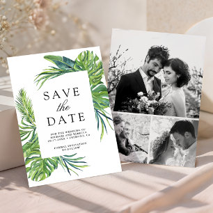 Tropische Monstera Palm Foto Collage Bruiloft Save The Date
