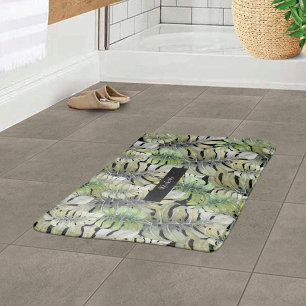 Tropische Monstera Palm Pastel Monogram Badmat