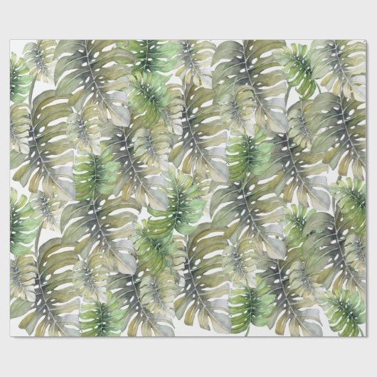 Tropische monstera Palm Pastel Pattern Cadeaupapier (Vlak)
