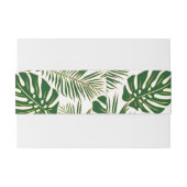 Tropische monstera, palmbladeren groen goud bruilo uitnodigingen wikkel (Achterkant Voorbeeld)