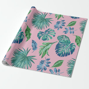 Tropische monstera palmbladeren Waterverf Cadeaupapier