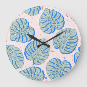 Tropische Monstera: Terrazzo Patroon Grote Klok