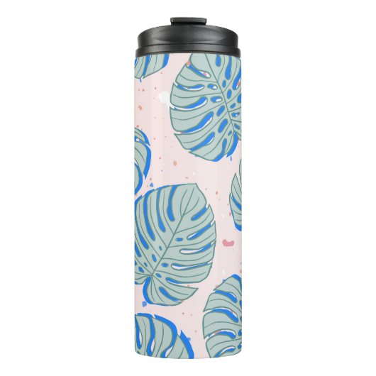 Tropische Monstera: Terrazzo Patroon Thermosbeker (Voorkant)