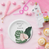 Tropische Monstera Trouw Bruiloft Papieren Bord (Feest)