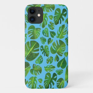 Tropische Monstera Watercolor Schildering Groen Ro iPhone 11 Hoesje