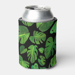 Tropische Monstera Waterverf Groen schilderen Blikjeskoeler