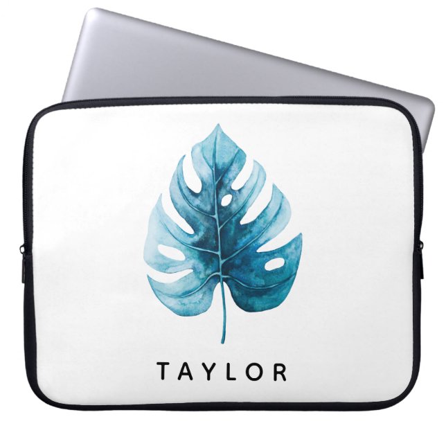 Tropische monstera Waterverf Laptop Sleeve (Voorkant)