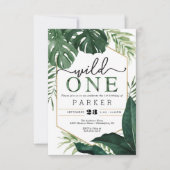 Tropische monstera Wild 1 eerste verjaardag Uitnod Kaart (Voorkant)