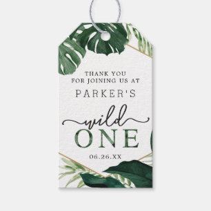Tropische Monstera Wild Een Verjaardag Favor Tag Cadeaulabel