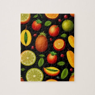 Tropische mooie kleurrijke patroonvruchten legpuzzel