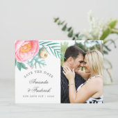 Tropische Munt Bloemen Zomer Bruiloft Save the Dat Save The Date (Staand voorkant)