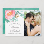 Tropische Munt Bloemen Zomer Bruiloft Save the Dat Save The Date (Voorkant / Achterkant)