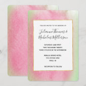 Tropische Munt Roze bruiloft Kaart (Voorkant / Achterkant)