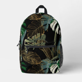 Tropische nacht  palm, banaan, plant, goud bedrukte rugzak