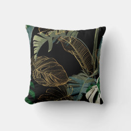 Tropische nacht  palm, banaan, plant, goud kussen