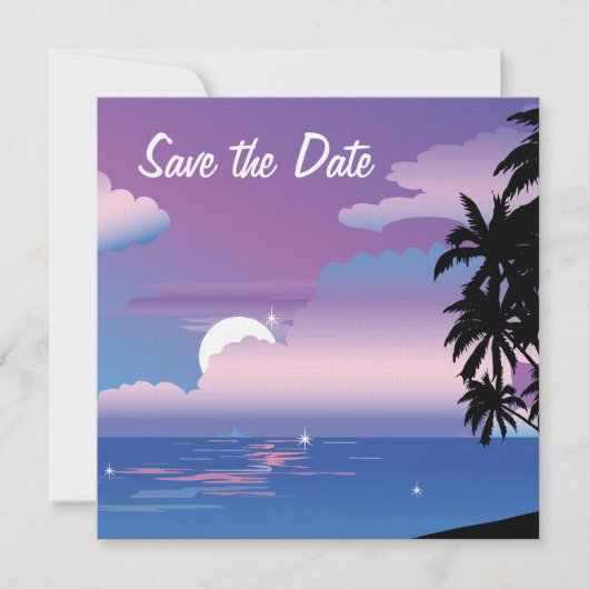 Tropische nacht Save the Date Wedding Invitat (Voorkant)