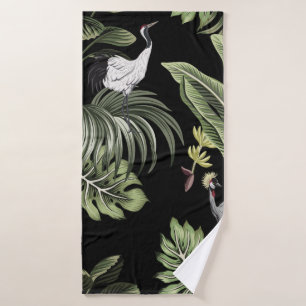 Tropische nachtkraanvogel, palmbomen, verbod badhanddoek