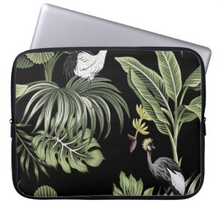 Tropische  nachtkraanvogel, palmbomen, verbod laptop sleeve