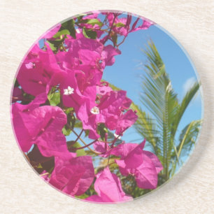 Tropische Natuur van Bougainvillea en Palm Zandsteen Onderzetter