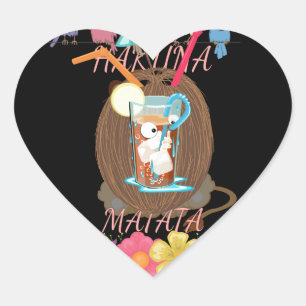 Tropische Natuur's Bounty" Kokosnoot limonade kuns Hart Sticker