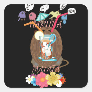 Tropische Natuur's Bounty" Kokosnoot limonade kuns Vierkante Sticker
