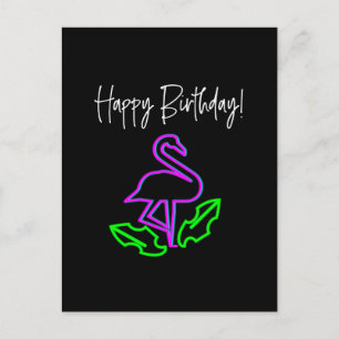 Tropische Neon Flamingo Felicitaties Verjaardag Briefkaart