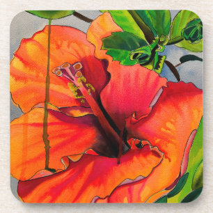 Tropische neon Hibiscus flower Bier Onderzetter
