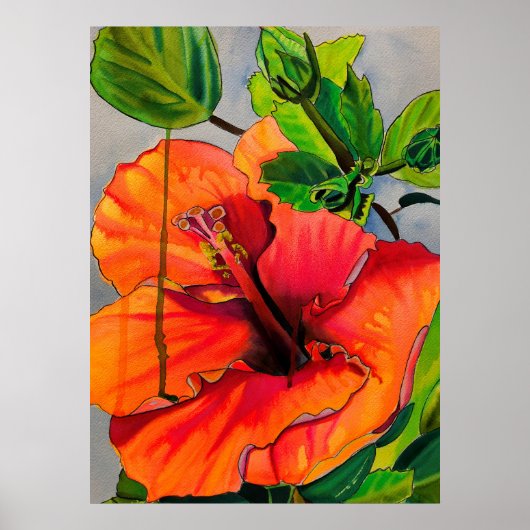 Tropische neon Hibiscus flower Poster (Voorkant)
