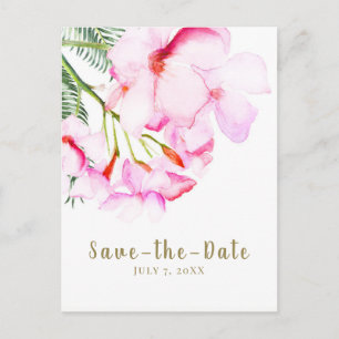 Tropische Oase Roze Groen Hawaiiaans Save the Date Aankondigingskaart