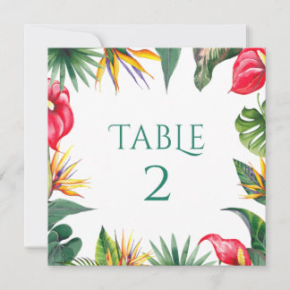 Tropische Oases Bloemen Trouwtafel Nummer Bedankkaart