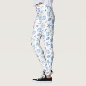 Tropische oceaan Blauwe Nautische  zeehellen Leggings (Links)