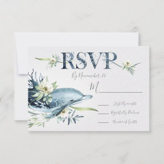 Tropische Oceaan Dolfijn Wedding response cards RS RSVP Kaartje (Voorkant)