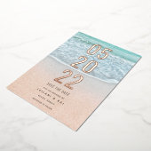 Tropische oceaan en zandstrand sparen de Datum Fol Folie Uitnodiging (Gedraaid)