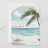 Tropische oceaan palmboom bruiloft kaart (Achterkant)