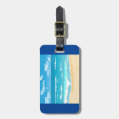 Tropische oceaan strand scene kustlandschap bagagelabel (Voorkant verticaal)