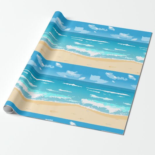 Tropische oceaan strand scene kustlandschap cadeaupapier (Uitgerold)