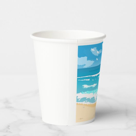 Tropische oceaan strand scene kustlandschap papieren bekers (Rechts)