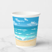 Tropische oceaan strand scene kustlandschap papieren bekers (Voorkant)