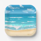 Tropische oceaan strand scene kustlandschap papieren bordje (Voorkant)