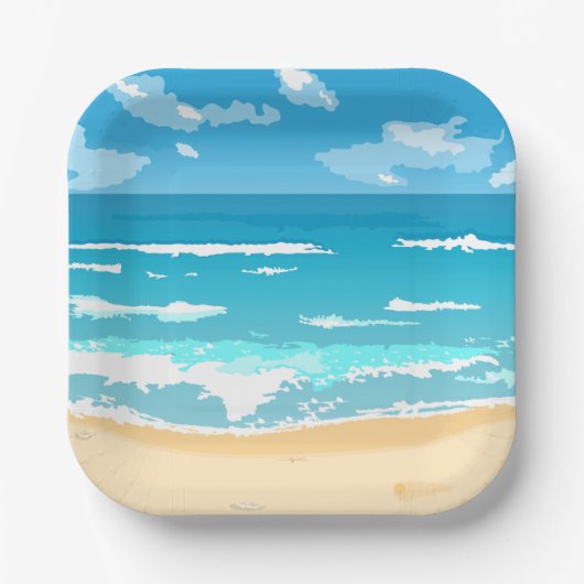 Tropische oceaan strand scene kustlandschap papieren bordje (Voorkant)