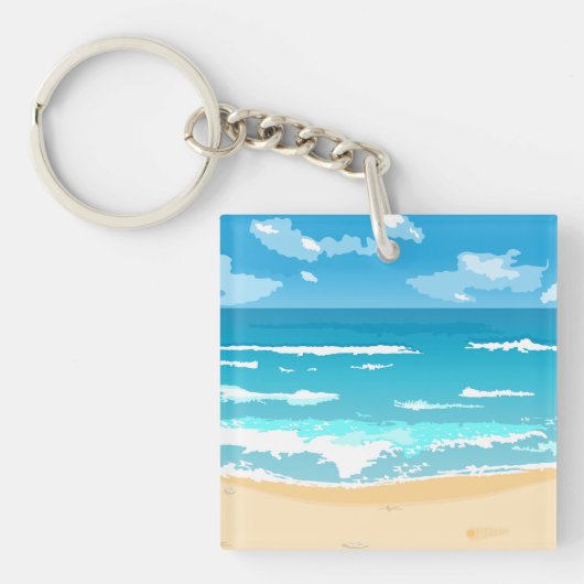 Tropische oceaan strand scene kustlandschap sleutelhanger (Voorkant)