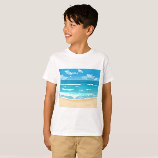 Tropische oceaan strand scene kustlandschap t-shirt (Voorkant volledig)